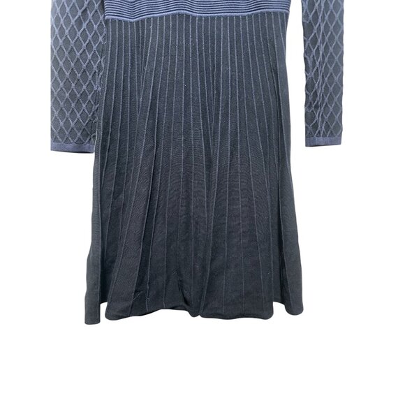 Sold Hugo Boss Wedressy Pleated Dress Size Medium Blue Silk Blend Long Sleeve - Picture 10 of 16